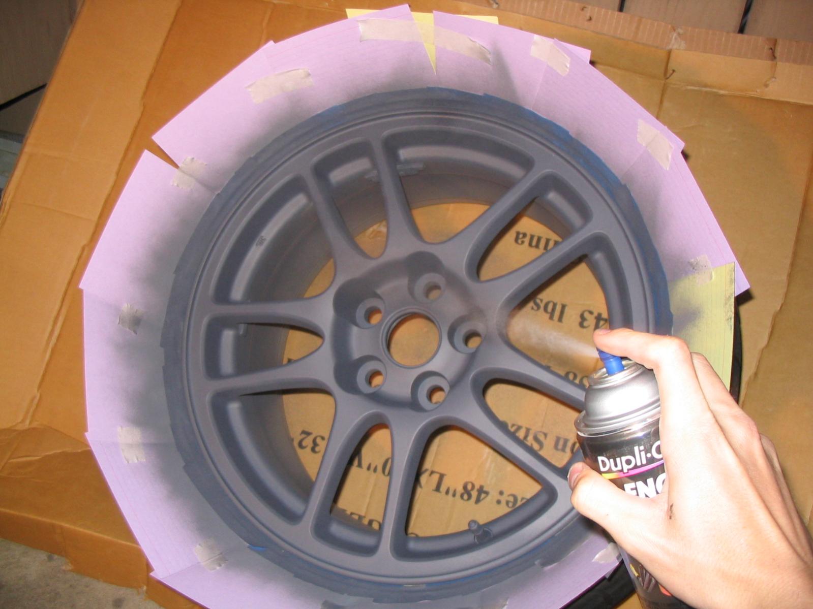 how to paint rims black with tires on